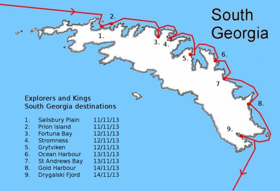 Nosso roteiro e pontos de parada na Geórgia do Sul